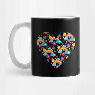 Heart With Rainbows and Flowers Mug